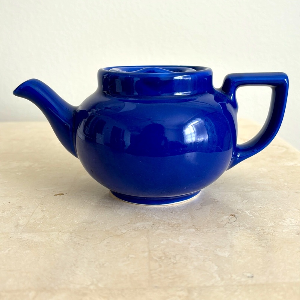 MCM Vintage Hall Cobalt Blue Teapot with sunken lid Small size vibrant color
